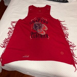 Double D Ranch Scarlet Apparel - v neck - fringe embroidered long tank